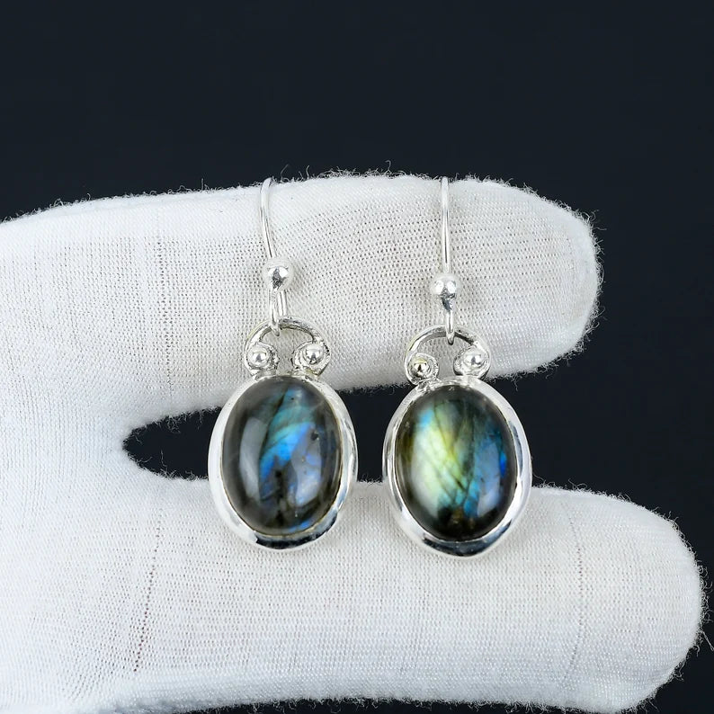 Mystic Blue Fire Labradorite Earrings | 925 Sterling Silver Handmade Drops | Boho Chic Gift for Her | Natural Gemstone Jewelry