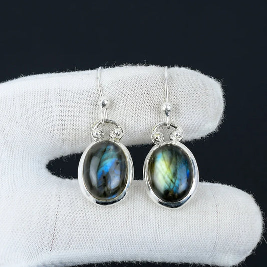 Mystic Blue Fire Labradorite Earrings | 925 Sterling Silver Handmade Drops | Boho Chic Gift for Her | Natural Gemstone Jewelry