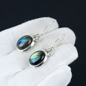 Mystic Blue Fire Labradorite Earrings | 925 Sterling Silver Handmade Drops | Boho Chic Gift for Her | Natural Gemstone Jewelry