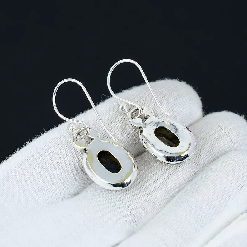 Mystic Blue Fire Labradorite Earrings | 925 Sterling Silver Handmade Drops | Boho Chic Gift for Her | Natural Gemstone Jewelry