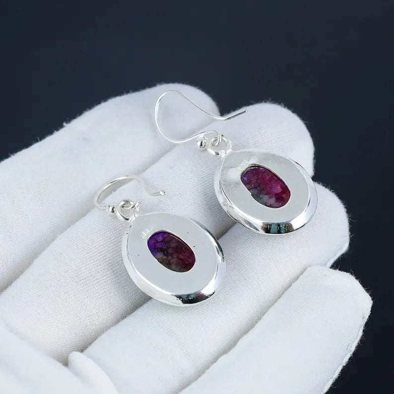 Natural Rainbow Solar Quartz Dangle Earrings | 925 Sterling Silver Handmade Jewelry | Vibrant Boho Drops | Gift for Love