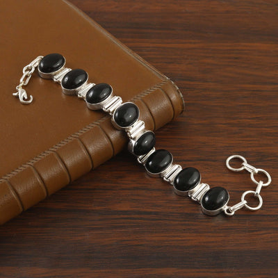 Natural Black Onyx Bracelet | 925 Sterling Silver | Daily Wear Jewelry