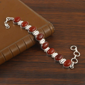 Natural Red Onyx Bracelet | 925 Sterling Silver | Everyday Wear Jewelry