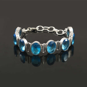 Natural Blue Topaz Bracelet | 925 Sterling Silver | Elegant Gemstone Jewelry For Wedding