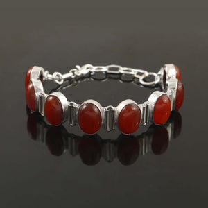 Natural Red Onyx Bracelet | 925 Sterling Silver | Everyday Wear Jewelry