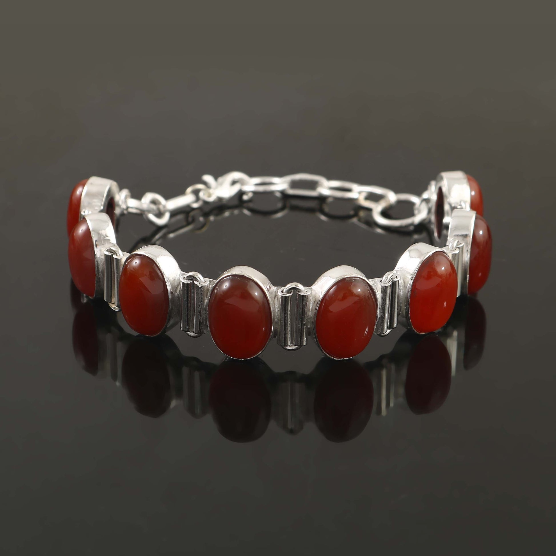 Natural Red Onyx Bracelet | 925 Sterling Silver | Everyday Wear Jewelry