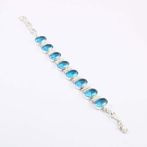 Natural Blue Topaz Bracelet | 925 Sterling Silver | Elegant Gemstone Jewelry For Wedding