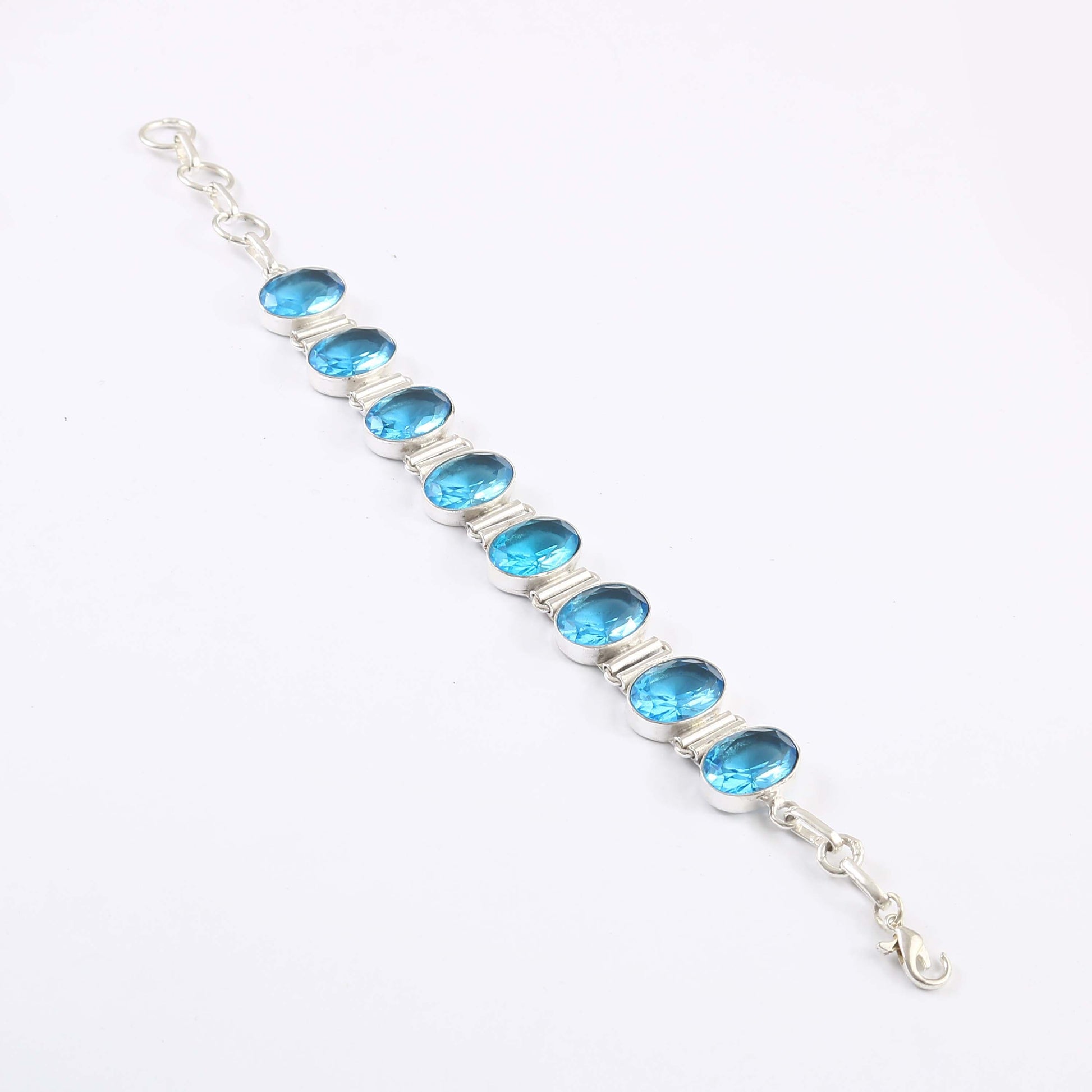 Natural Blue Topaz Bracelet | 925 Sterling Silver | Elegant Gemstone Jewelry For Wedding