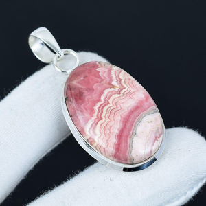 Natural Rhodochrosite Gemstone Pendant – Handmade 925 Sterling Silver Jewelry | Boho Everyday Wear Gift for Women Boho Silver Jewels