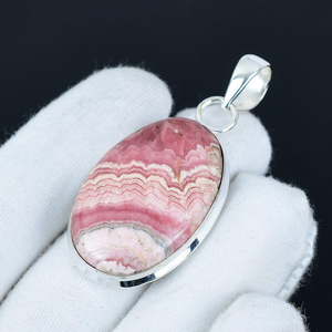 Natural Rhodochrosite Gemstone Pendant – Handmade 925 Sterling Silver Jewelry | Boho Everyday Wear Gift for Women Boho Silver Jewels
