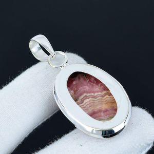 Natural Rhodochrosite Gemstone Pendant – Handmade 925 Sterling Silver Jewelry | Boho Everyday Wear Gift for Women Boho Silver Jewels