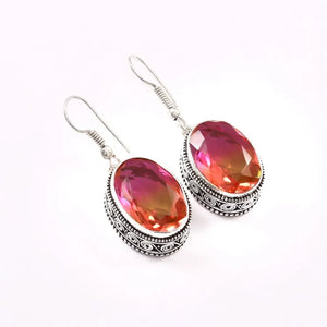 Mystic Quartz Dangle Earrings | 925 Sterling Silver | Rainbow Boho Jewelry | Gift For Her