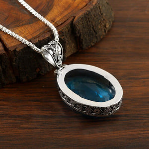 Beautiful Blue Topaz Pendant Necklace | 925 Sterling Silver | Gift For Her | December Birthstone Pendant