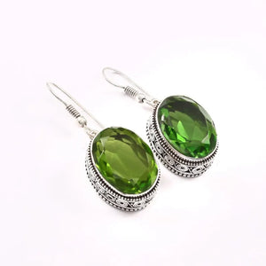 Faceted Peridot Dangle Earrings | 925 Sterling Silver | Boho Jewelry For Daily Wear