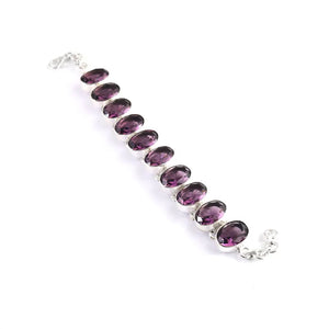 Handmade Amethyst Gemstone Bracelet | 925 Sterling Silver | Adjustable Boho Jewelry For Everyday Wear