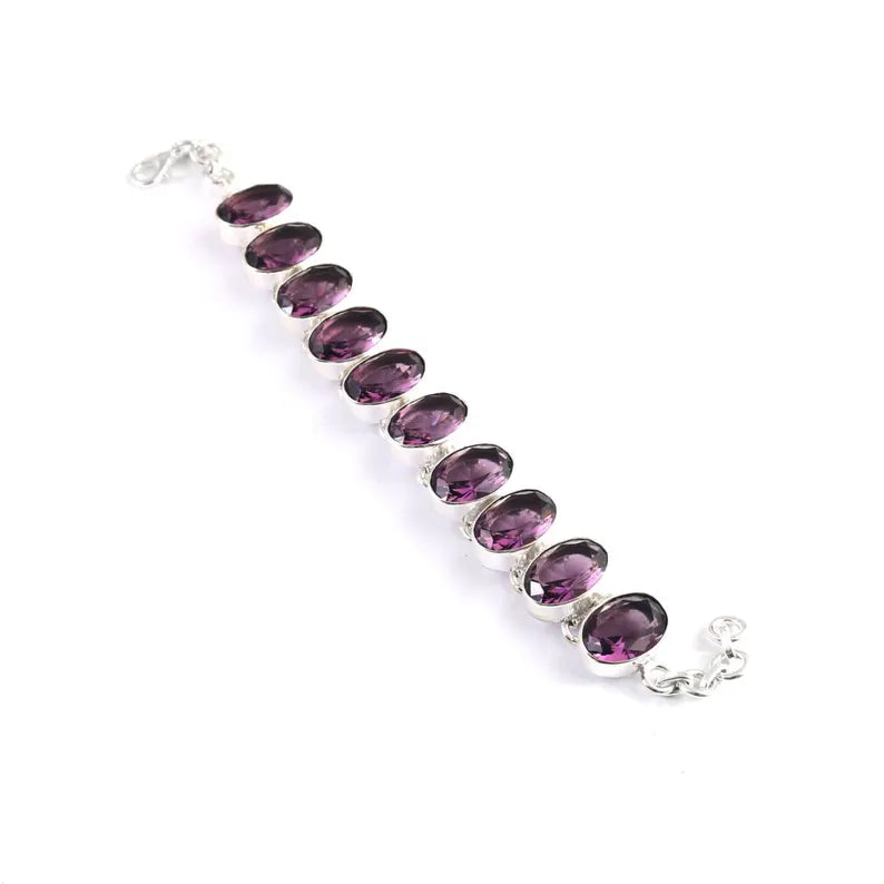 Handmade Amethyst Gemstone Bracelet | 925 Sterling Silver | Adjustable Boho Jewelry For Everyday Wear