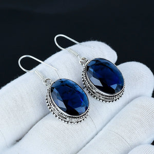 Tanzanite Gemstone Earrings, Handmade 925 Sterling Silver Dangle Earrings, Vintage-Style Blue Drop Earrings Gift for Her