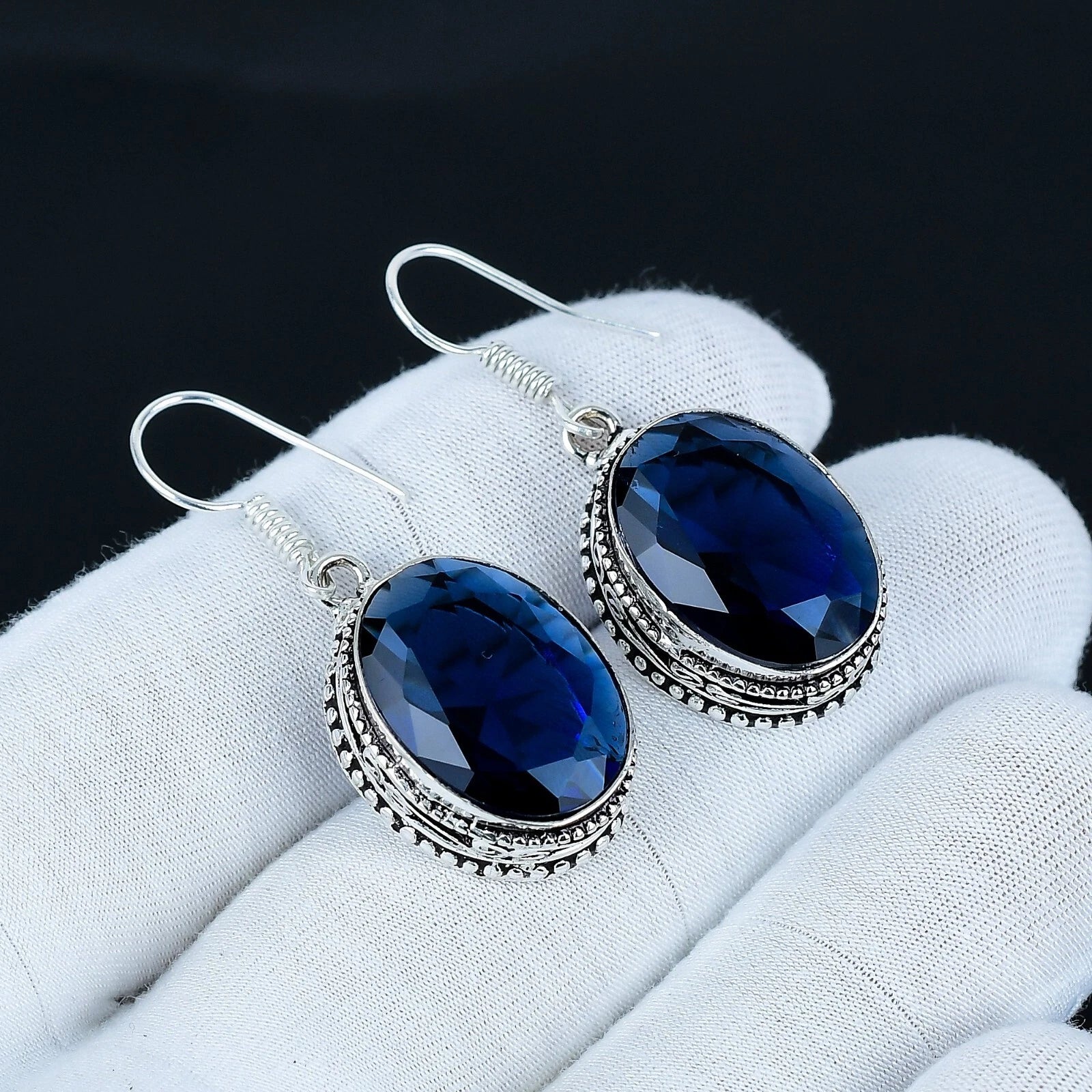 Tanzanite Gemstone Earrings, Handmade 925 Sterling Silver Dangle Earrings, Vintage-Style Blue Drop Earrings Gift for Her