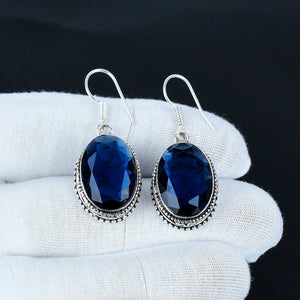 Tanzanite Gemstone Earrings, Handmade 925 Sterling Silver Dangle Earrings, Vintage-Style Blue Drop Earrings Gift for Her